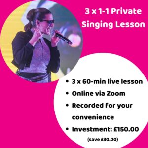 1-1 Private Singing Lessons with Elyse G. Rogers Love Energy Music - pack of 3